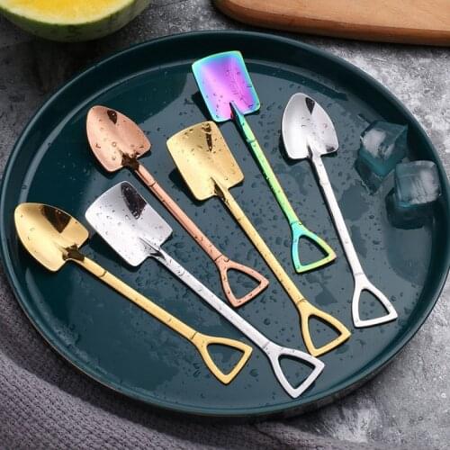 Stainless Steel Spade Spoon Watermelon Spoon Dessert Spoon Ice Cream Spoon Spoon Creative Shovel Coffee Spoon Golden Spoon Set