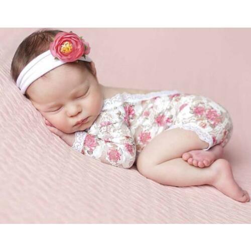 Newborn Photography Props Baby Floral Lace Romper Hollow Open Back Romper Newborn Shooting Outfits Baby Girl Clothes