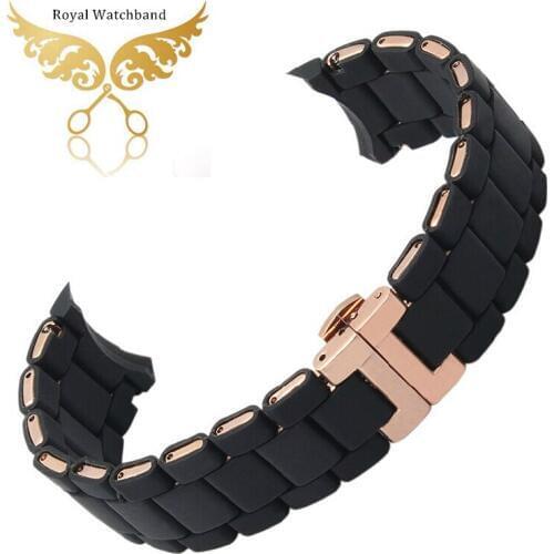 NEW Mens 23mm Black Waterproof Silicone Rubber Watch Band Straps Fit AR5890 AR5905 AR5919