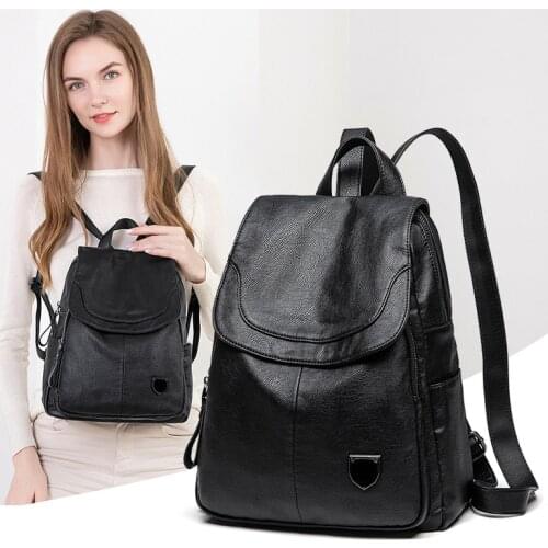 New womens backpack leather soft and comfortable student bag travel bag backpack