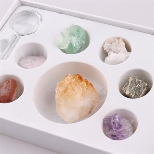 Wholesale 3boxes/Lot Natural Stone Boxed Packing Open Window Ore World Box Creative Gifts Home Furnishings Ore Souvenirs