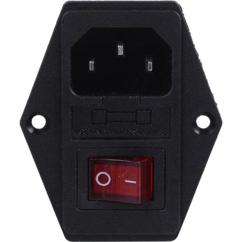 Red light concentrator switch IEC 320 C 14 outlet AC 250 V 10 A
