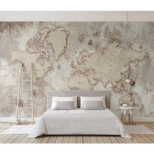 Custom Any Size Murals Wallpaper 3D Retro World Map Photo Wall Painting Living Room Study Elders Bedroom Backdrop Wall Decor 3D
