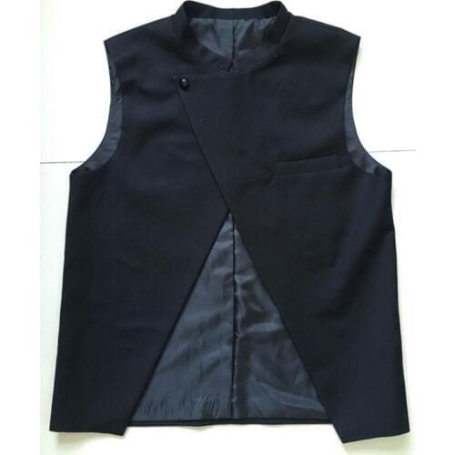 S-5xl 2020 New Mens Stand Collar Vest Fashion Four Seasons Of Paragraph Front Fly Irregular Suit Vest Tide Hairstylist Costumes