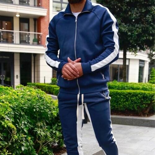 Man Sportswear 2 Piece Sets Sports Suit Jacket+Pant Sweatsuit Male Tracksuit Men Sports Sweatsuits Long Sleeve Breathable Casual