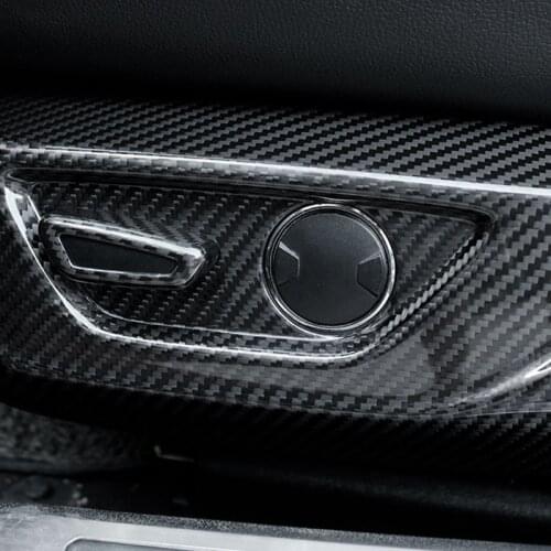 Carbon Fiber for 15-20 Ford Mustang Car Seat Adjustment Button Panel Decorative Shell Sticker Cover Interior Accessories