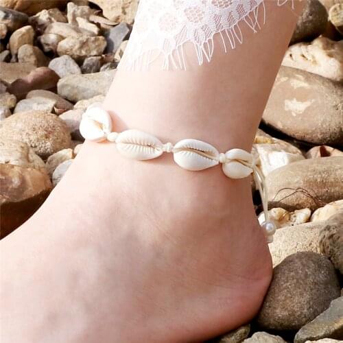 Bohemia Natural White Shell Anklet for Women Summer Foot Handmade Jewelry Bracelet Beach Barefoot Ankle on Leg Strap Accessories