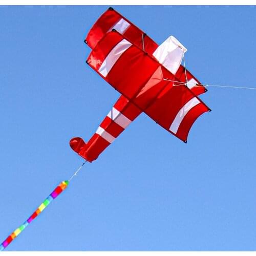 3D Single Line Red White Plane Kite Three-dimensional Kite Aircraft Kite Beach Kite With Red Tail for outdoor