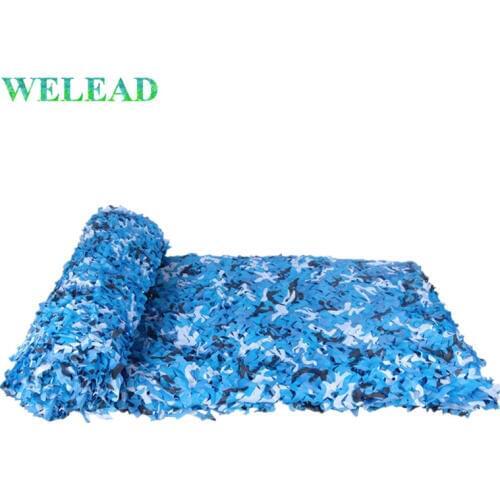 WELEAD 1.5 m Wide Reinforced Camouflage Net Sea Blue for Gazebo Garden Hiding Pergola Shading Balcony Awning Arbor Voile Carport