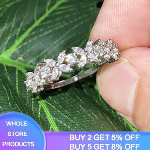 YANHUI Flower Design Silver 925 Ring 2021 New Fashion Micro Paved Oval&Round Clear 5A Zircon Rings for Women Girl Gift Jewelry