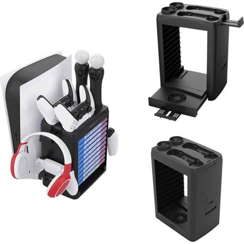 Charging Dock For PS5/PS VR/ Move Motion Controller Charging Base Vertical Stand Gamepad Charger Station With Cooler Fan