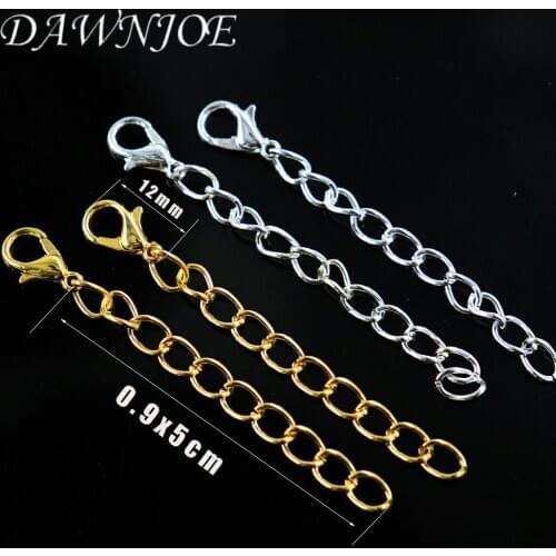 30pcs 12mm 0.9x5cm Gold Silver Lobster Clasps Tail chain buckle For DIY Jewelry Making Necklace Connector Bracelet Finding