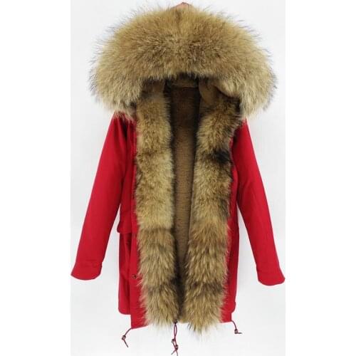 2021 New Winter Women Long Parka 7XL Big Natural Raccoon Fur Hooded Streetwear Faux Fur Liner Detachable Warm Parka