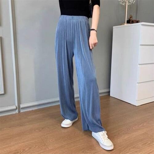 Candy color Women Pleated Long Pants Fashionable Wide Leg Trousers Elegant High Street Casual Pants Plus Size M-6XL 7XL 8 Color