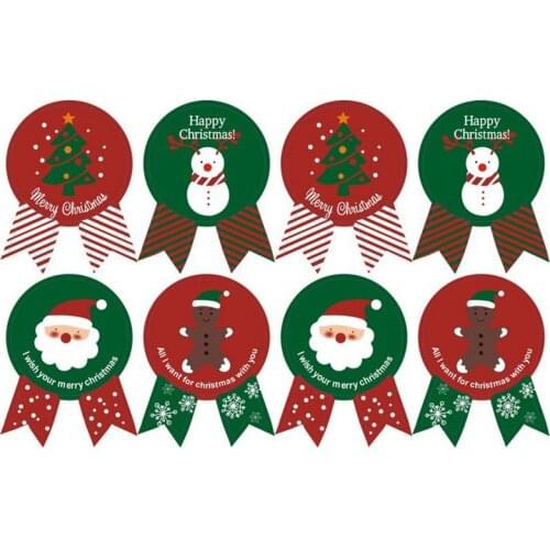 10Pcs / Lot Baking Christmas packaging tree snowman gingerbread Sealing stickers Cake Boxes For DIY Decoration