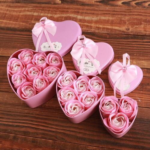 2020Rose Gift Box Soap Flower Gift Artificial Heart-shaped Box Creative Valentines Day Gifts For Girls Home Decoration Wedding