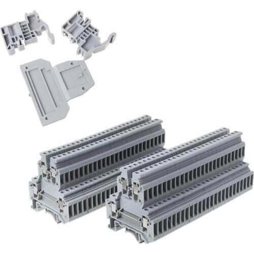 50Pcs/Set UKK3 DIN Rail Double Level Dual Row Terminal Block 500V 25A 28-12AWG Gray New 2019 U4LB