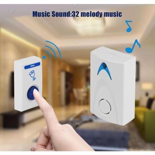 504D LED Wireless Chime Door Bell Doorbell & Wireles Remote control 32 Tune Songs White Home Security Use Smart Door Bell