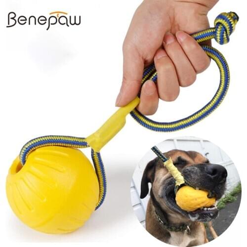 Benepaw Durable Interactive Toy Dog Chew Safe Nontoxic Bouncy Floatable Small Medium Big Dog Ball Pet Puppy Tug Of War Game Play