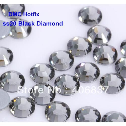 Free Shipping! 1440pcs/Lot, ss20 (4.8-5.0mm) High Quality DMC Black Diamond Iron On Rhinestones / Hot fix Rhinestones