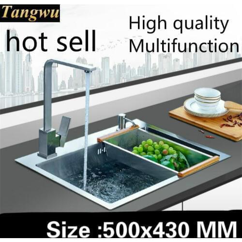 Free shipping Vogue luxury kitchen manual sink single trough common wash vegetables 304 stainless steel 500x430 MM