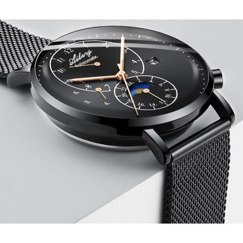 Men New Black Automatic Mechanical Watch Mens Top Luxury Brand Military Sports Full Steel Male Waterproof 50M Wrist Watches