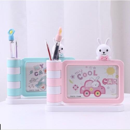 Cartoon rabbit baby 6 inch photo frame with pen holder photo frame, jewelry storage photo frame wholesale