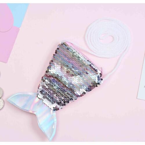 Disney princess mermaid sequin coin bag lady lanyard mini girl purse children messenger purse children pouch women wallet small