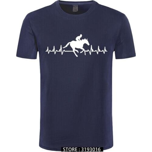 Its In My HeartBeat Horse Riding T Shirt Jockey T-Shirt Horse Racinger Heart Top Summer Casual Man T Shirt Good Quality