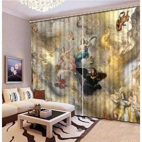 European Classic 3D Curtains Window Blackout Curtains Living Room angels Room Curtains For Kitchen Bathroom
