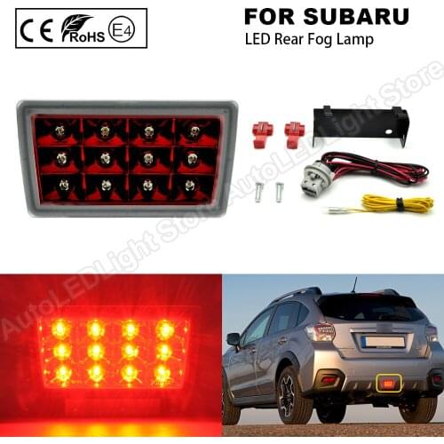 F1 Style strobe LED Rear Fog Light Brake/Tail Lamp For Subaru WRX/STi Impreza XV Crosstrek Clear lens+Red Reflector 12V