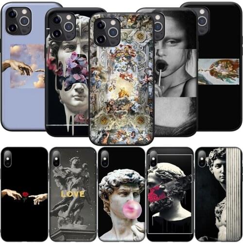 GX137 Michelangelo Art Statue Aesthetic Silicone Soft Case for iPhone 12 Mini 11 Pro XS Max XR X 8 7 6 6S Plus 5 5S SE 2020