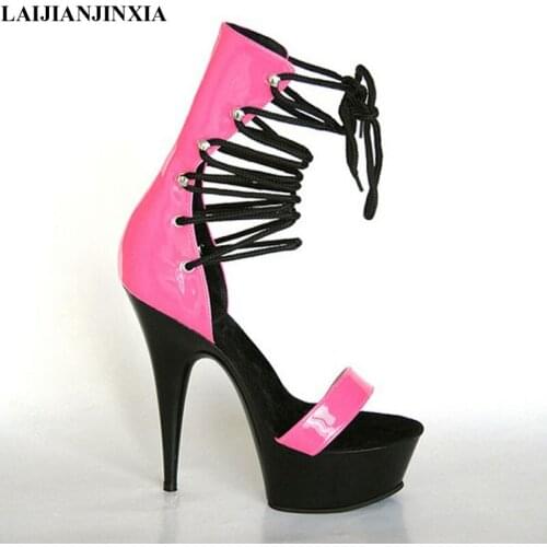 LAIJIANJINXIA New Elegant Design Ankle Strap 15CM High Heel Platforms Pole Dance/Performance/Star/Model Sandals, Wedding Shoes