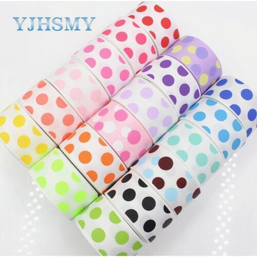 YJHSMY F-17622-5,10 yards,25 mm Dots Ribbons Thermal transfer Printed grosgrain Wedding Accessories DIY handmade material