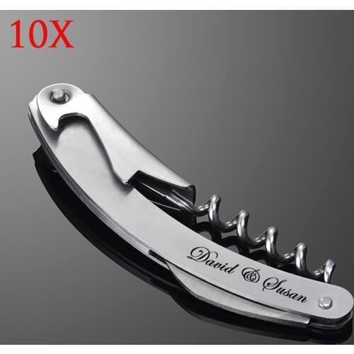 10Pcs metal Wine knife corkscrew wine opener wine corkscrews,Bride and Groom name and Memory date or letter engraved Free