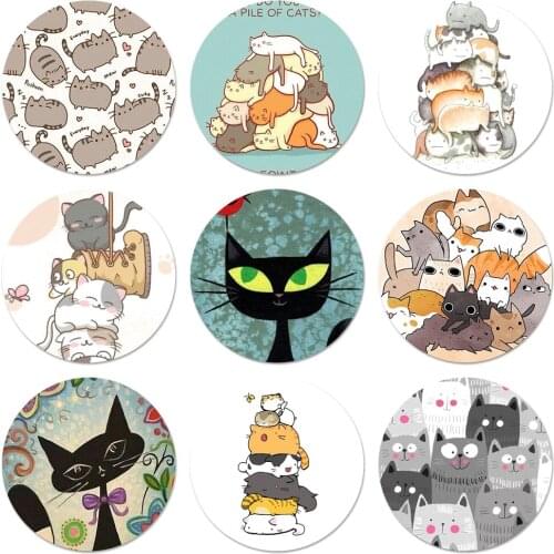 Cute funny A Pile Of Cats art cat Icons Pins Badge Decoration Brooches Metal Badges For Clothes Backpack Decoration