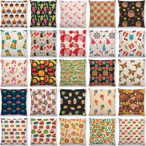 Cute Cartoon Delicious Food Hamburger Ice Cream Fruit Dessert Cushion Cover Decor housse de coussin decoração de natal para casa