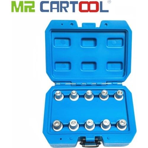 MR CARTOOL 10 Pcs Sleeve Anti-theft Screw Key Tire Removal Tool For BMW x1 x3 X4 x5 x6 Series Wheel Screw Lock Socket Set 30-40