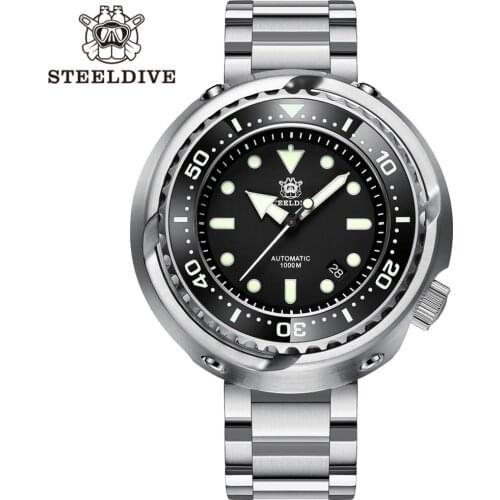 Steeldive 2021 Mens Automatic Watch Luxury NH35 Movement Mechanical Tuna Dive Watch 1000M Waterproof Sapphire Ceramic Bezel