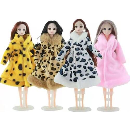 1/6 BJD Doll Clothes Leopard Fur Coat Jacket Winter Dress For Barbie Clothes Fashion Outfits 11.5" Dolls Playhouse Accessory Toy