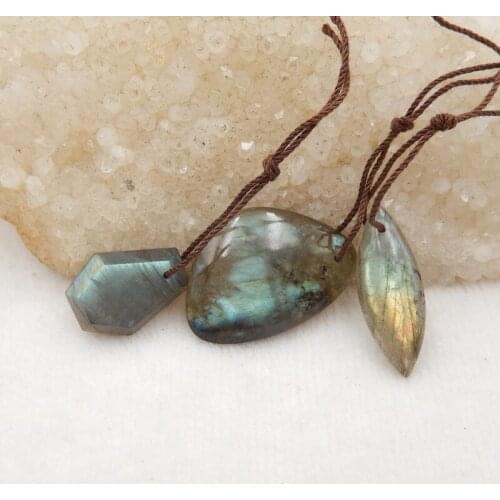 One Set, 4PCS High quality Semiprecious Gems Shimmer Labradorite Charms Pendant Set 31x9x4mm10g