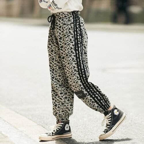 Girls Fall Clothes Pants 2021 New 8 10 years Leopard Print Loose Fashion Trousers Teen Girls Bottoms
