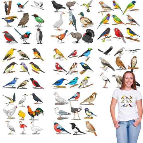 Flamingo Bird duck chicken parrot Iron on patches Heat Transfer Ironing stickers Washable Heat-sensitive patches DIY Appliques