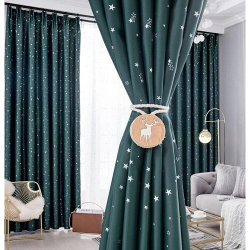 Thickened Hot Silver Star Window Curtain Full Blackout Curtain Fabric Living Room Bedroom Curtain Finished