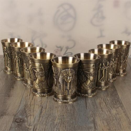 Retro Ancient Egypt Metal Shot Glass Bar Home Cocktail Liquor Copper Cup Short Wine Glasses Pharaoh Cleopatra Rameses RA God