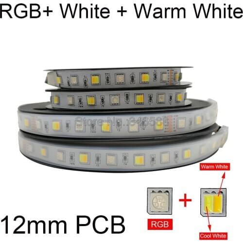5m 12mm PCB 5050 RGBCCT LED Strip RGB + CW+WW 2 in 1 SMD LED Tape Stripe Ribbon Holiday Decoration Light 12V 24V Waterproof