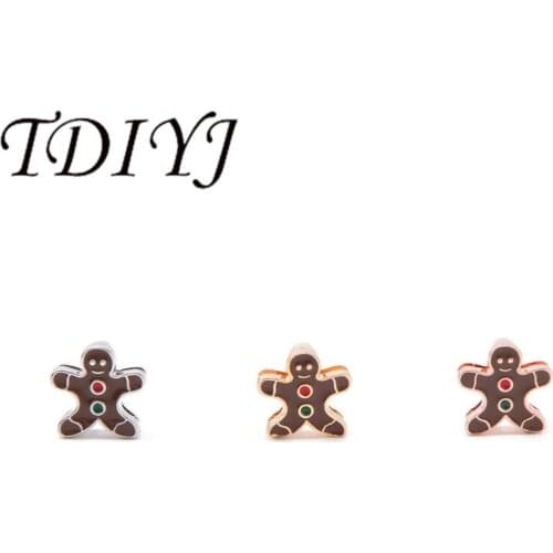 TDIYJ New Gingerbread Man Slide Charms Fit For Stainless Steel Mesh Bracelets Christmas Gift For Women 12Pcs/lot