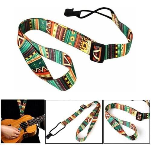 Ukulele Colorful Ethnic Wind-Printing Rubber Durable Accessories Musical Strap Hook Guitar Belt Instrument B6P3