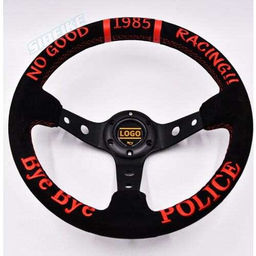 Universal Suede Leather Car Steering Wheel Racing Sports Steering Wheel 350mm Deep Corn LOGO Steering Wheel