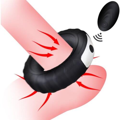 Vibrator Penis Ring Silicone Cock Rings Dick Vibrator Sex Toys for Men Remote Control 9 Speed Time Delay Male Penis Massage
